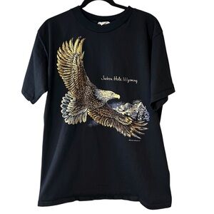 VINTAGE | Jackson Hole, Wyoming Gold Accent Eagle Tee - Black - XL